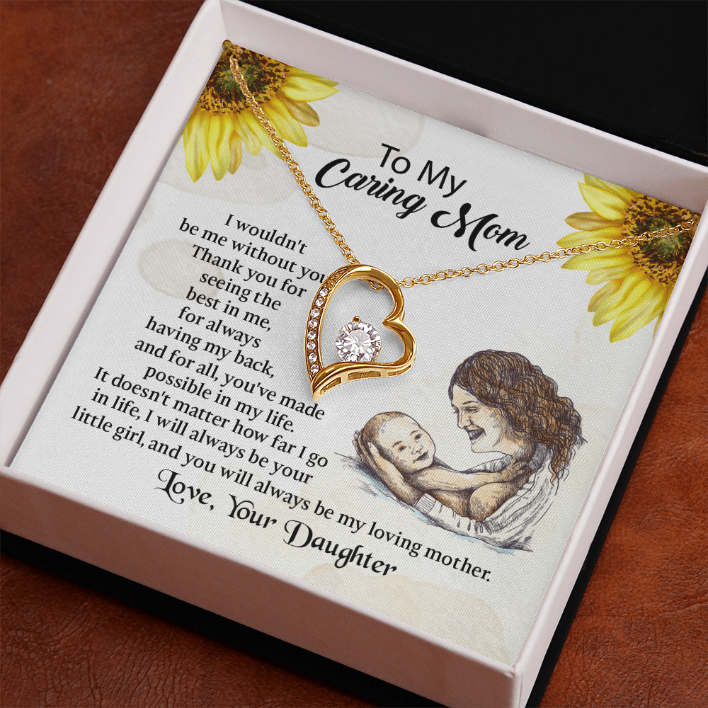 To My Mom Forever Love Necklace, Mothers Day Necklace, Mom Birthday Gift from Daughter, Message Card Jewelry For Mom