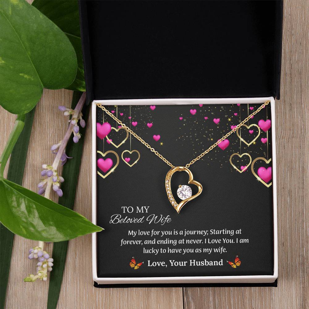 To My Beloved Wife Forever Love Necklace, Anniversary Gift For Wife, Wife Birthday Gift, Necklace For Wife