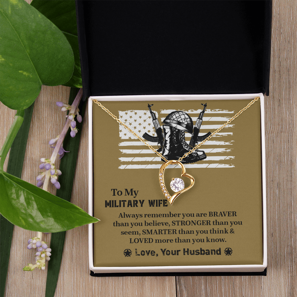 To My Military Wife Forever Love Necklace, Military Wife Gift, Gift from Husband to Wife, Anniversary Gift for Army Wife