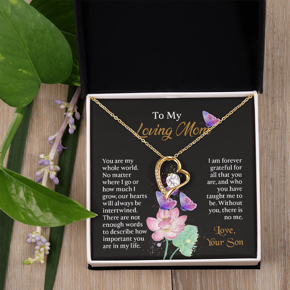 To My Mom Necklace, Mothers Day Necklace To Mom, Mom Birthday Gift from Son, Message Card Jewelry For Mom