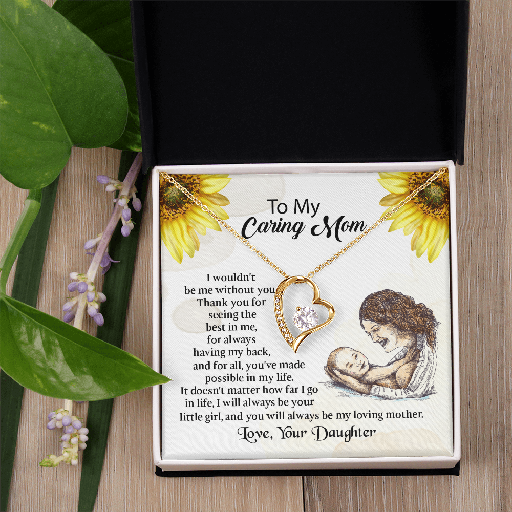 To My Mom Forever Love Necklace, Mothers Day Necklace, Mom Birthday Gift from Daughter, Message Card Jewelry For Mom