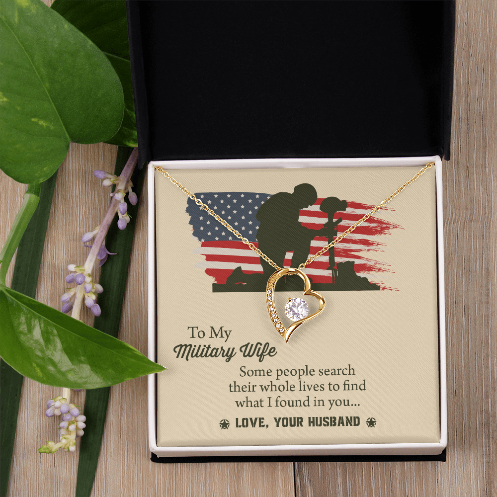 To My Military Wife Forever Love Necklace, Military Wife Gift, Gift from Husband to Wife, Anniversary Gift for Army Wife