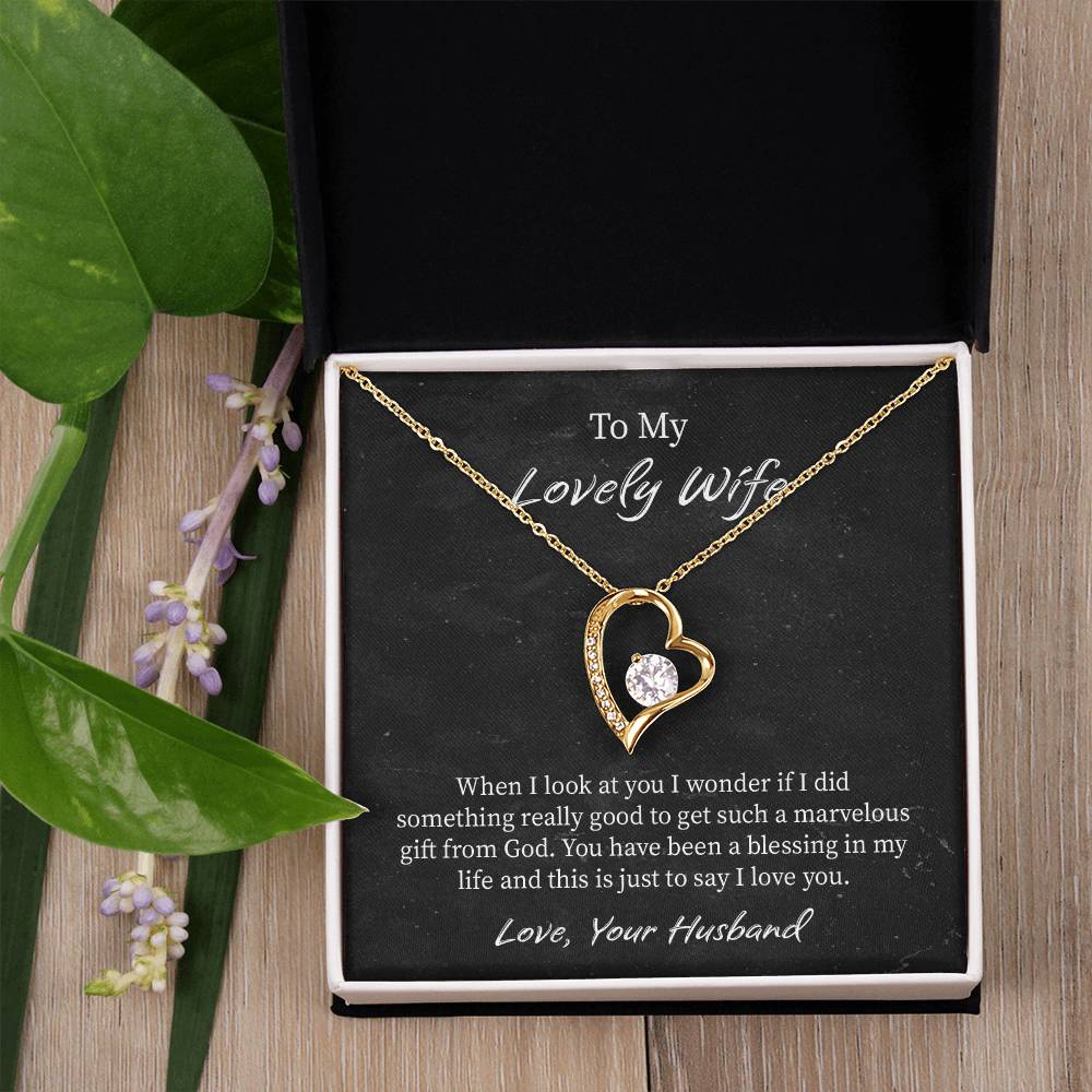 My Lovely Wife Forever Love Necklace, Romantic Anniversary Gift for Wife, Wife Birthday Gift, Necklace for Wife