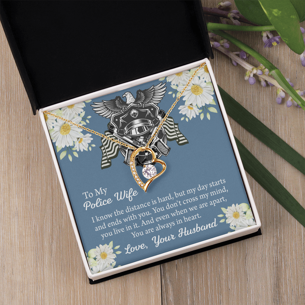 To My Police Wife Forever Love Necklace, Gift for Police Officer Wife, Police Wife Anniversary Present, Husband To Wife Birthday Gifts