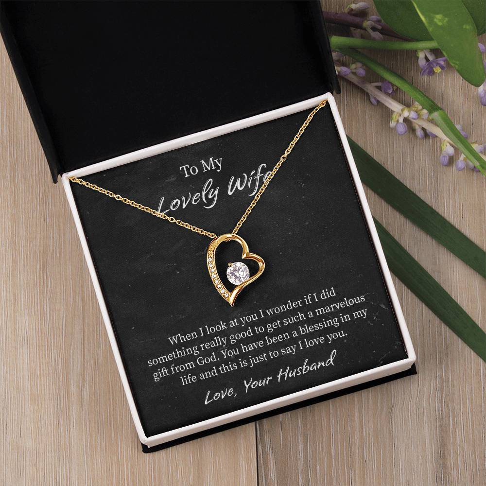 My Lovely Wife Forever Love Necklace, Romantic Anniversary Gift for Wife, Wife Birthday Gift, Necklace for Wife