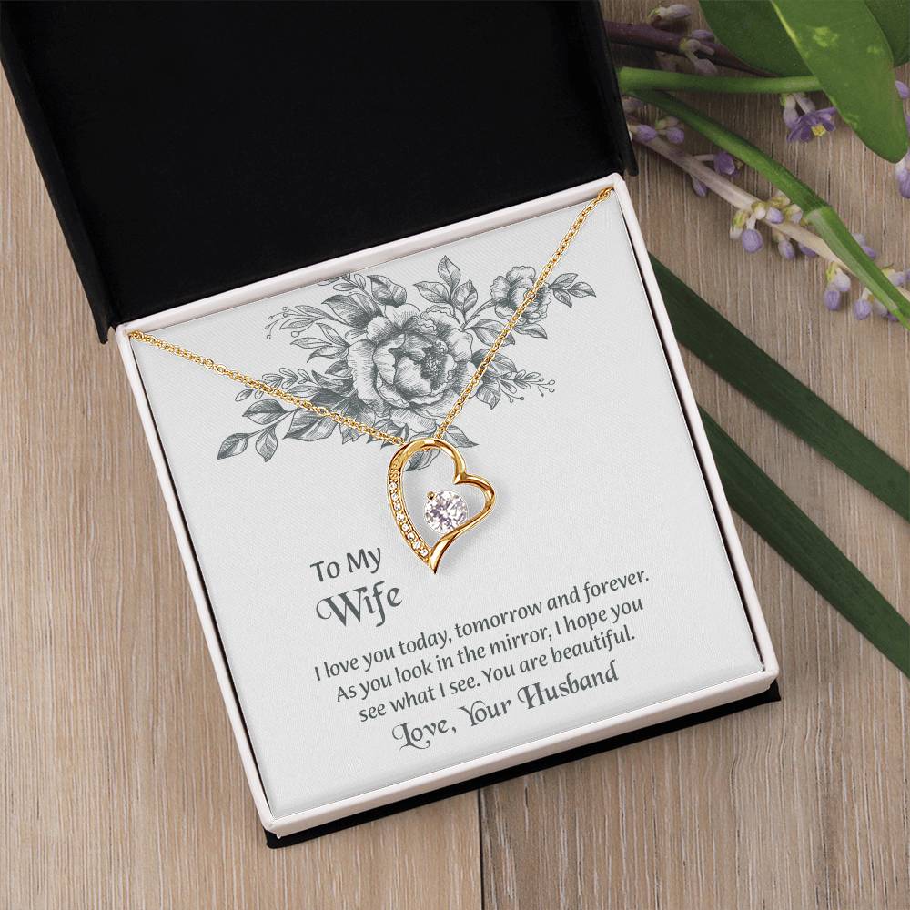 To My Wife Forever Love Necklace, Necklace For Wife, Anniversary Gift For Wife, Wife Birthday Gift