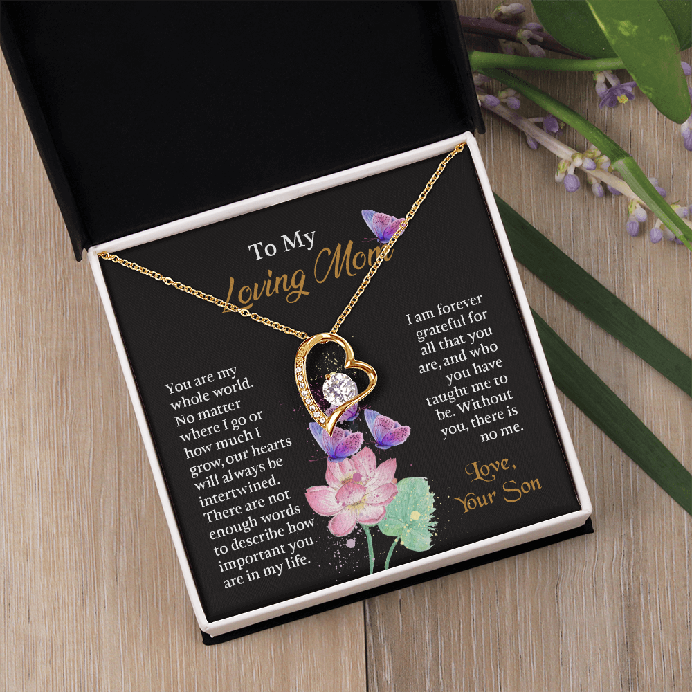 To My Mom Necklace, Mothers Day Necklace To Mom, Mom Birthday Gift from Son, Message Card Jewelry For Mom
