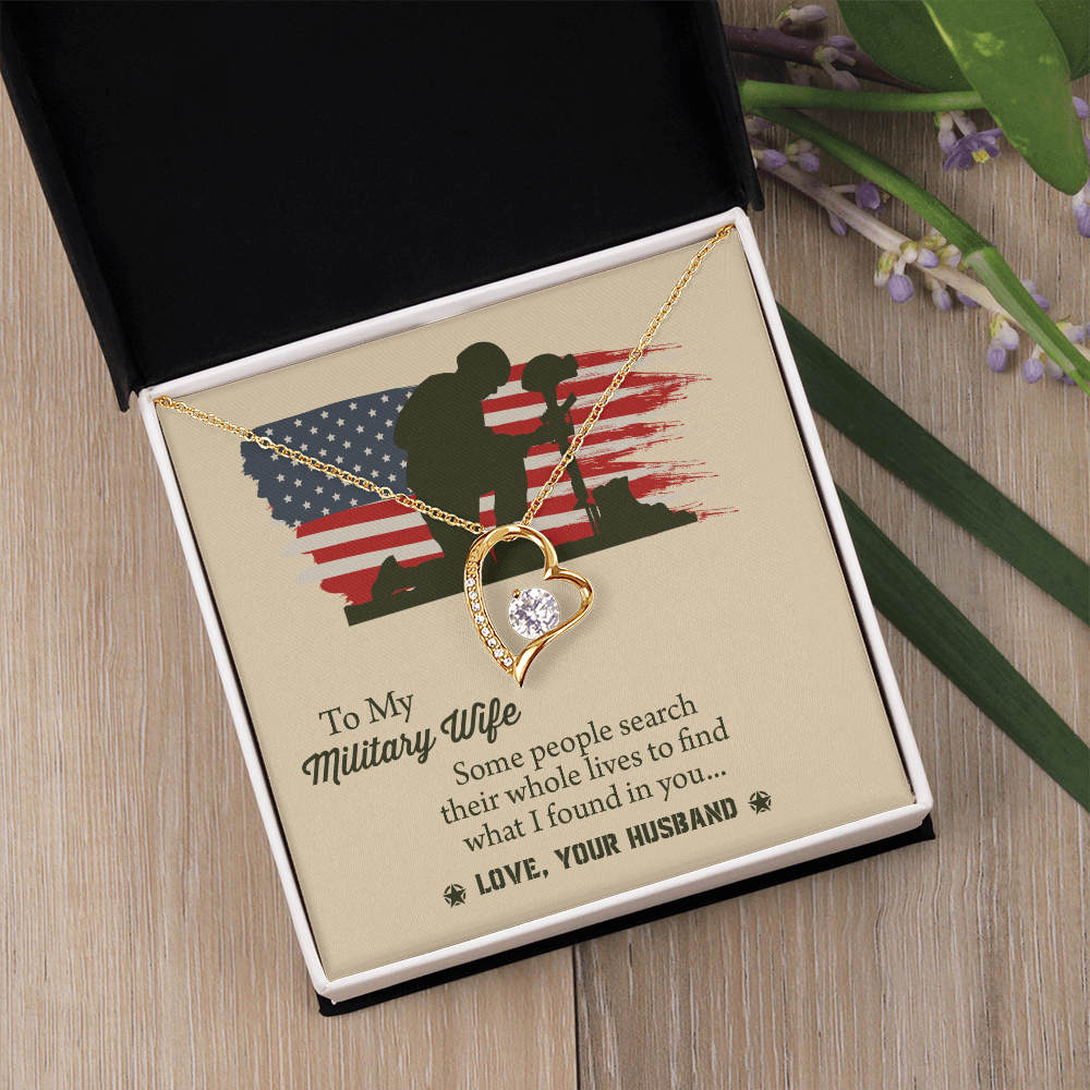 To My Military Wife Forever Love Necklace, Military Wife Gift, Gift from Husband to Wife, Anniversary Gift for Army Wife