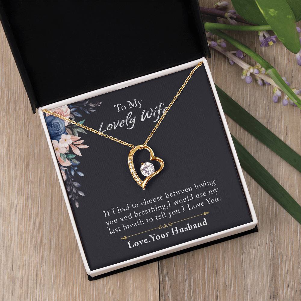 To My Lovely Wife Forever Love Necklace, Necklace Gift For Wife, Anniversary Gift For Wife, Wife Birthday Gift