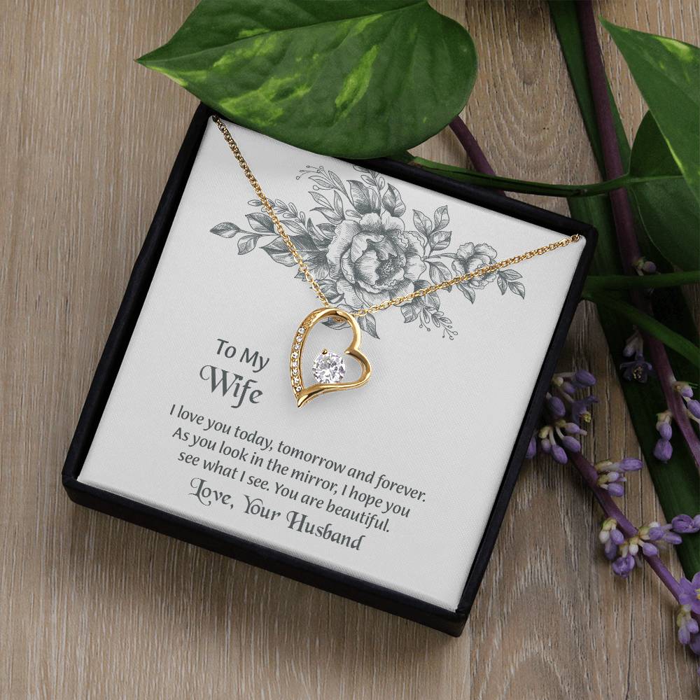 To My Wife Forever Love Necklace, Necklace For Wife, Anniversary Gift For Wife, Wife Birthday Gift