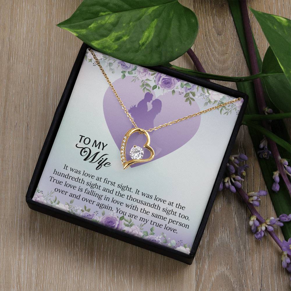 To My Wife Forever Love Necklace, Necklace For Wife, Anniversary Gift For Wife, Wife Birthday Gift