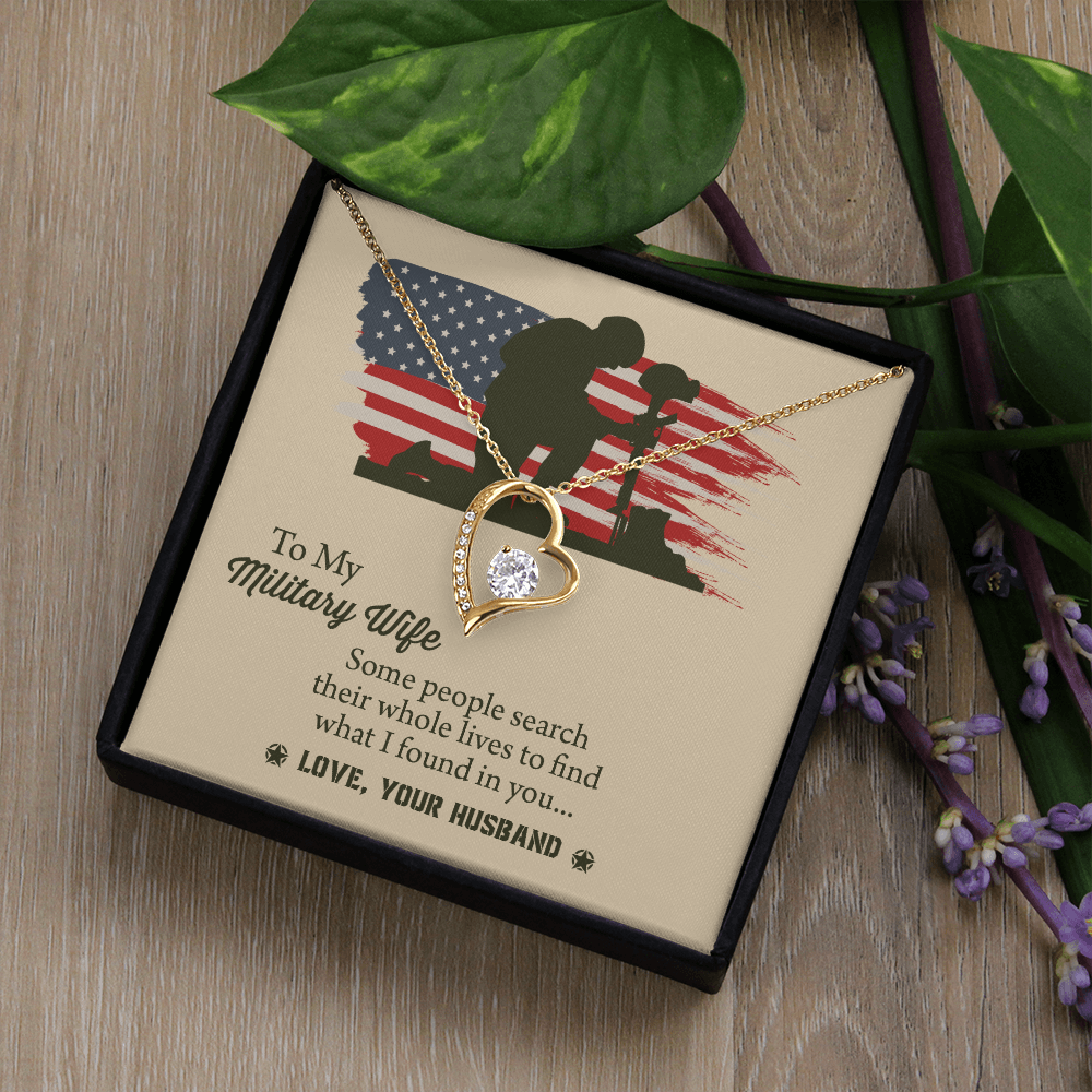 To My Military Wife Forever Love Necklace, Military Wife Gift, Gift from Husband to Wife, Anniversary Gift for Army Wife