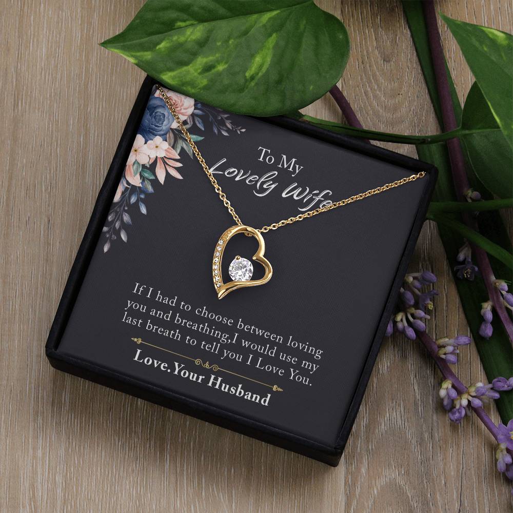 To My Lovely Wife Forever Love Necklace, Necklace Gift For Wife, Anniversary Gift For Wife, Wife Birthday Gift