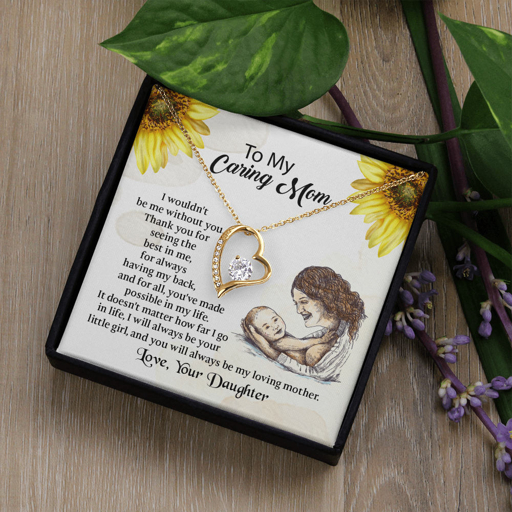 To My Mom Forever Love Necklace, Mothers Day Necklace, Mom Birthday Gift from Daughter, Message Card Jewelry For Mom