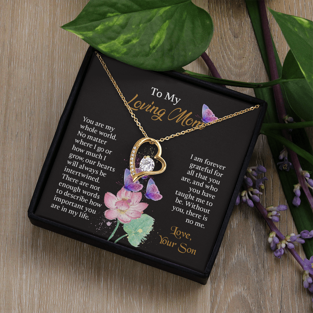 To My Mom Necklace, Mothers Day Necklace To Mom, Mom Birthday Gift from Son, Message Card Jewelry For Mom