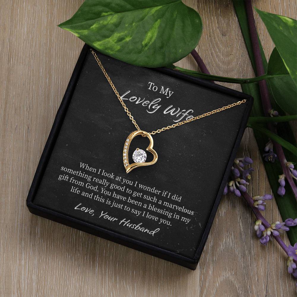 My Lovely Wife Forever Love Necklace, Romantic Anniversary Gift for Wife, Wife Birthday Gift, Necklace for Wife