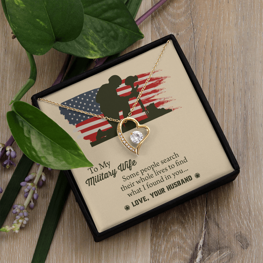 To My Military Wife Forever Love Necklace, Military Wife Gift, Gift from Husband to Wife, Anniversary Gift for Army Wife