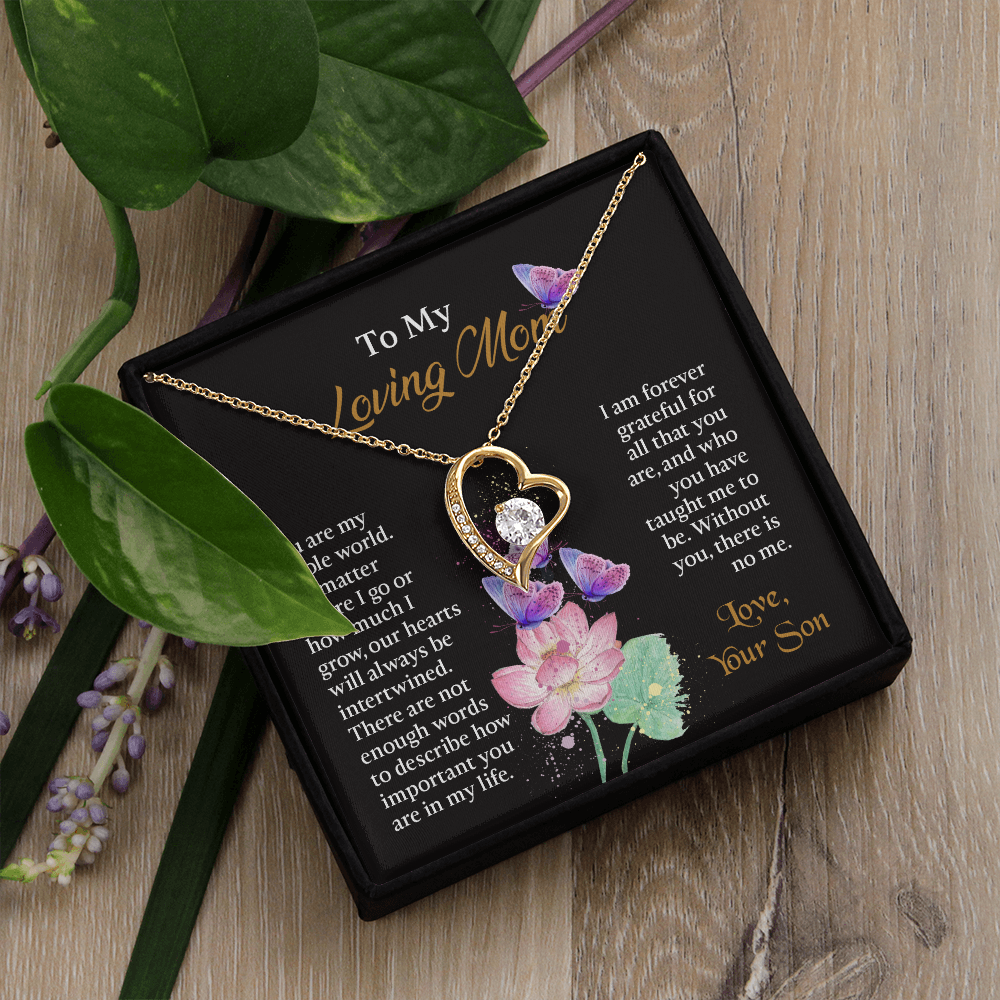To My Mom Necklace, Mothers Day Necklace To Mom, Mom Birthday Gift from Son, Message Card Jewelry For Mom