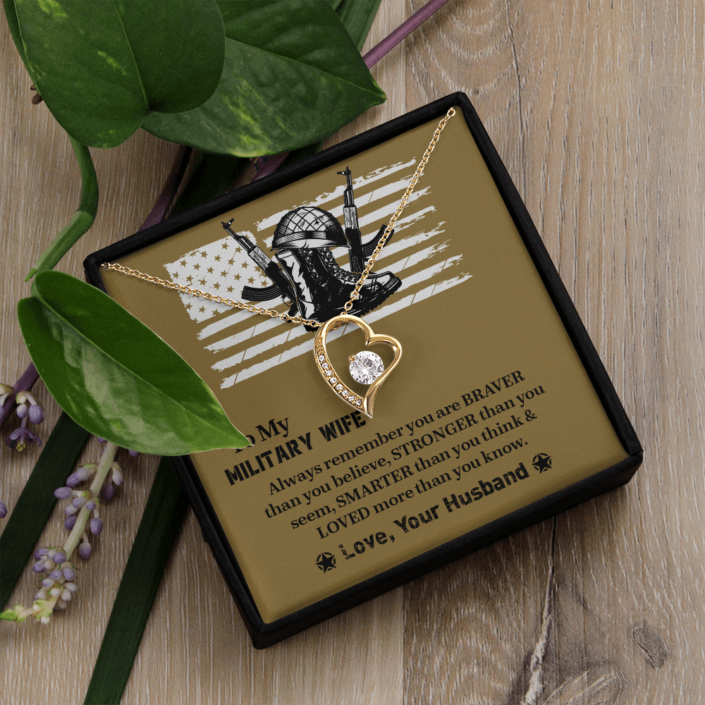 To My Military Wife Forever Love Necklace, Military Wife Gift, Gift from Husband to Wife, Anniversary Gift for Army Wife