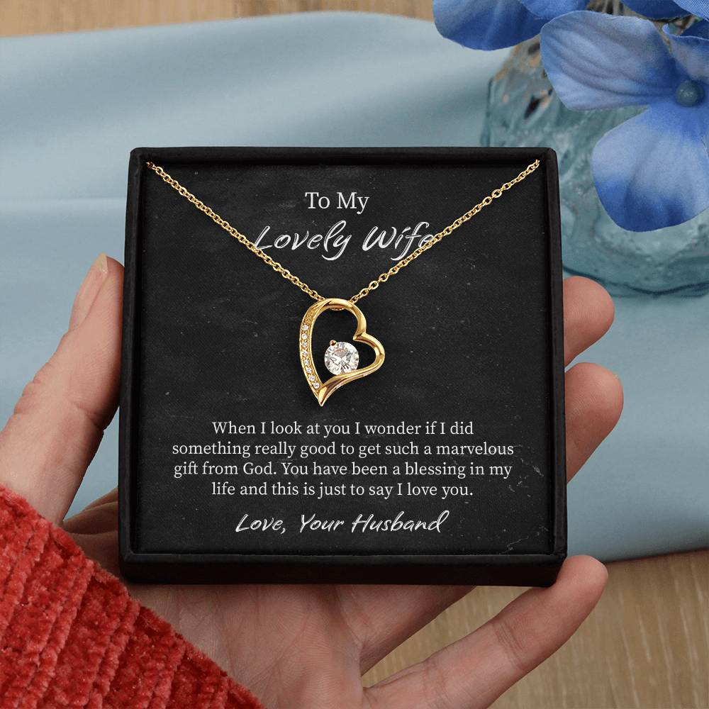 My Lovely Wife Forever Love Necklace, Romantic Anniversary Gift for Wife, Wife Birthday Gift, Necklace for Wife