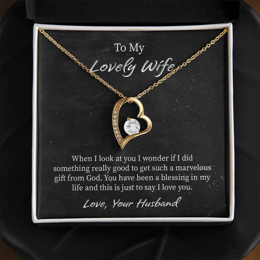 My Lovely Wife Forever Love Necklace, Romantic Anniversary Gift for Wife, Wife Birthday Gift, Necklace for Wife