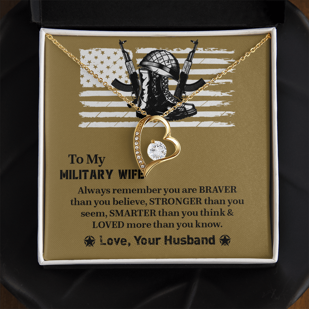 To My Military Wife Forever Love Necklace, Military Wife Gift, Gift from Husband to Wife, Anniversary Gift for Army Wife