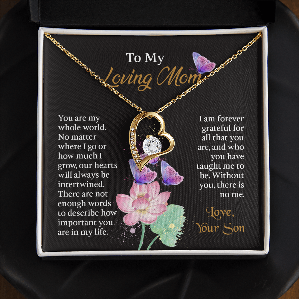 To My Mom Necklace, Mothers Day Necklace To Mom, Mom Birthday Gift from Son, Message Card Jewelry For Mom