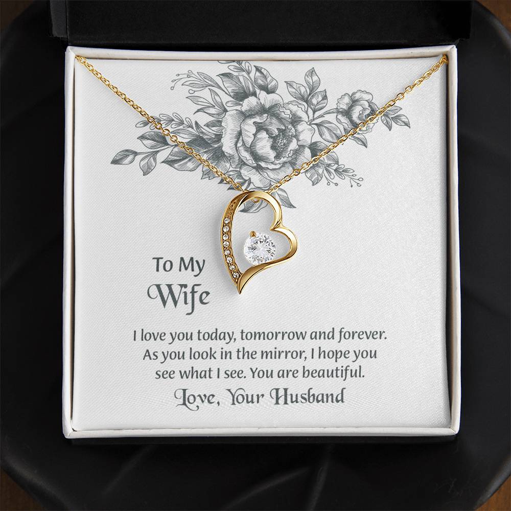 To My Wife Forever Love Necklace, Necklace For Wife, Anniversary Gift For Wife, Wife Birthday Gift