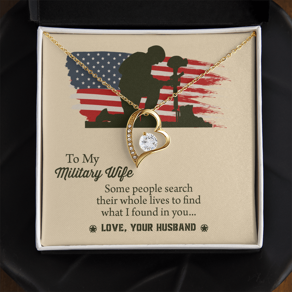 To My Military Wife Forever Love Necklace, Military Wife Gift, Gift from Husband to Wife, Anniversary Gift for Army Wife