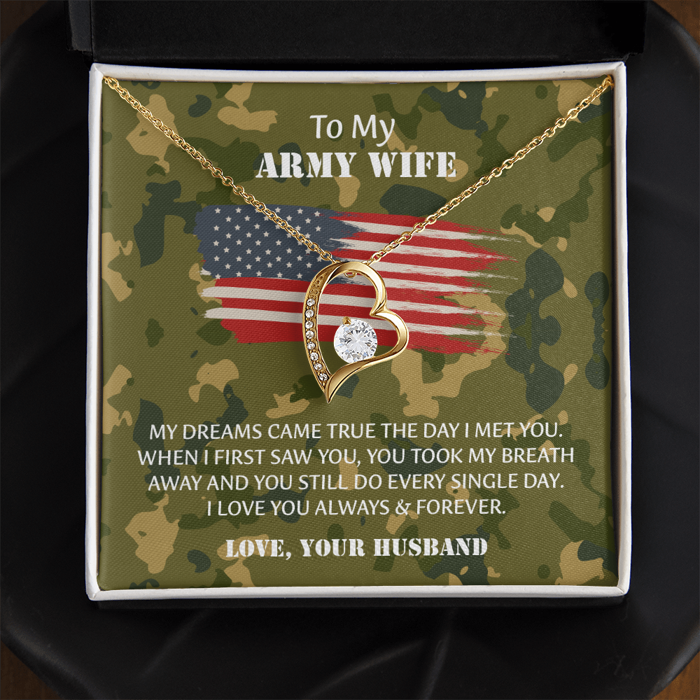 Army Wife Forever Love Necklace, Military Wife Gift, Gift from Husband to Wife, Anniversary Gift for Army Wife