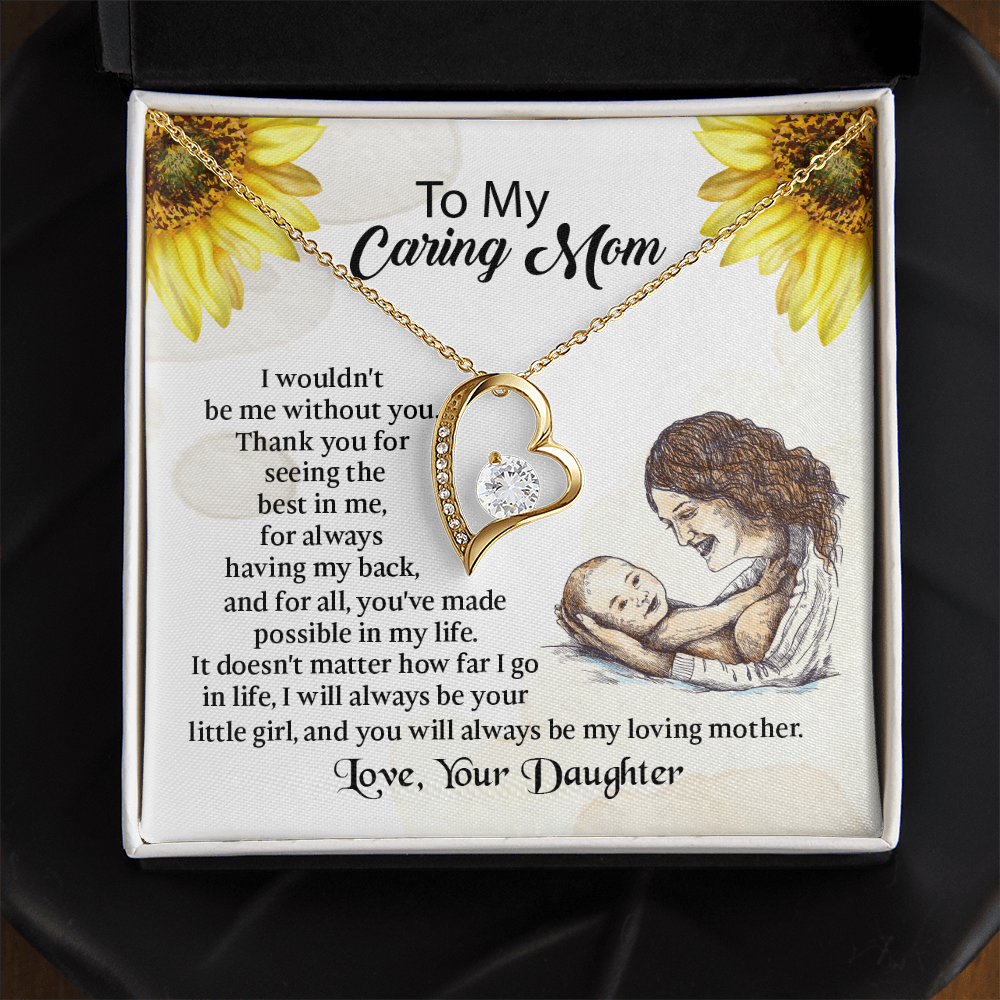 To My Mom Forever Love Necklace, Mothers Day Necklace, Mom Birthday Gift from Daughter, Message Card Jewelry For Mom