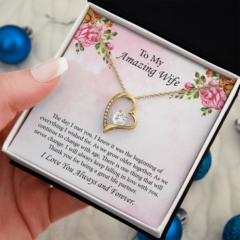 To My Amazing Wife Forever Love Necklace, Wife Jewelry, Anniversary Gift for Wife, Wife Birthday Gift, Necklace for Wife