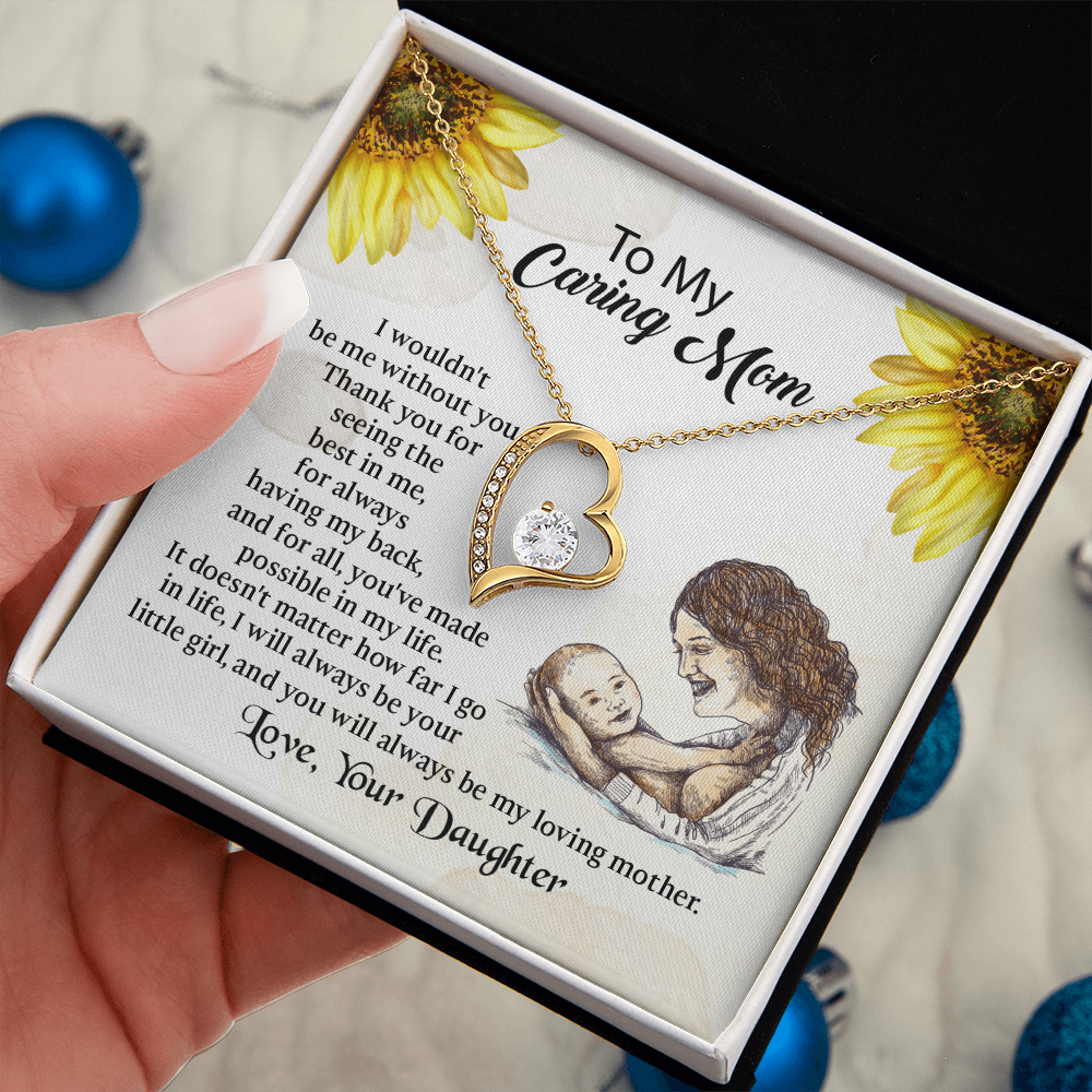 To My Mom Forever Love Necklace, Mothers Day Necklace, Mom Birthday Gift from Daughter, Message Card Jewelry For Mom