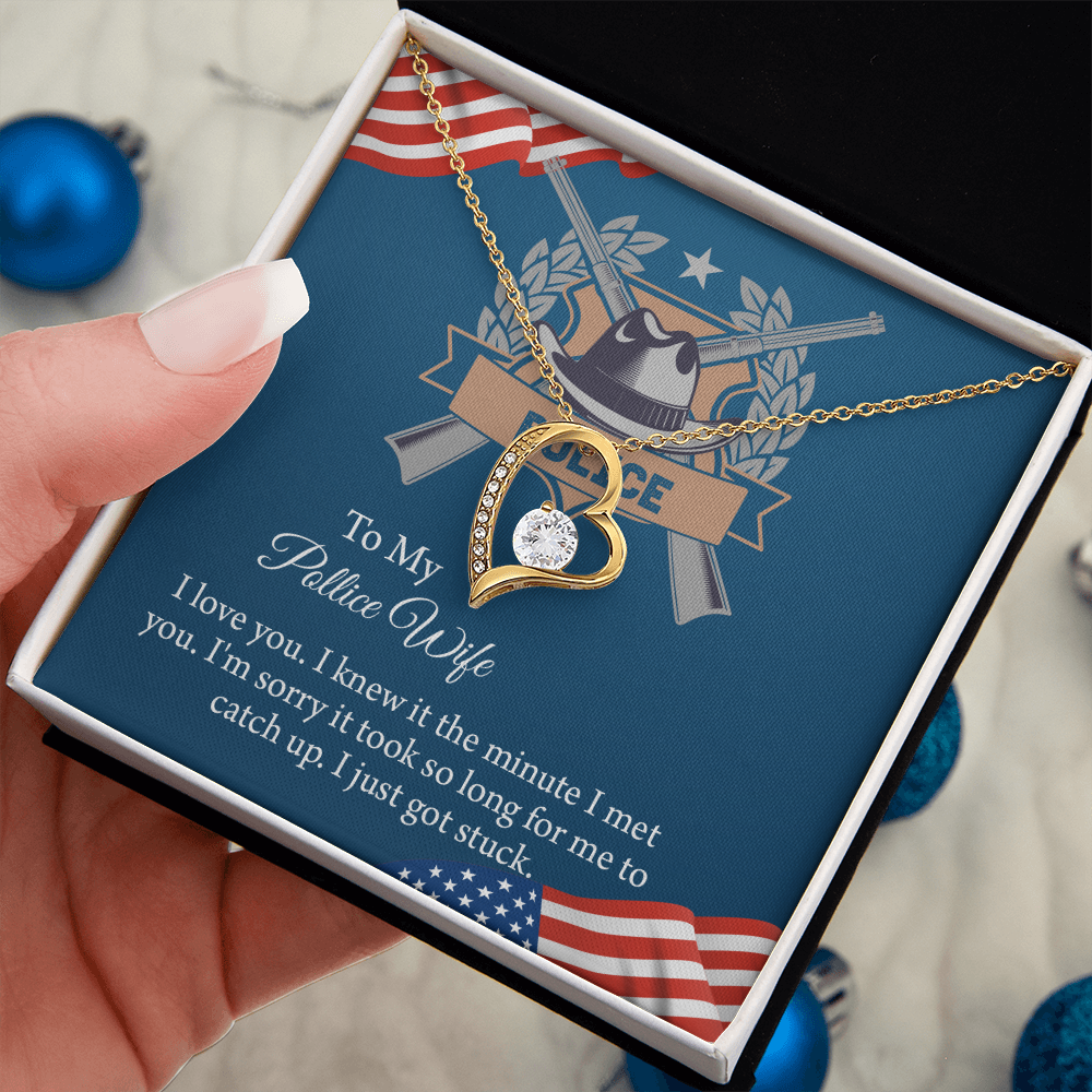 To My Police Wife Forever Love Necklace, Gift for Police Officer Wife, Police Wife Anniversary Present, Husband To Wife Birthday Gifts