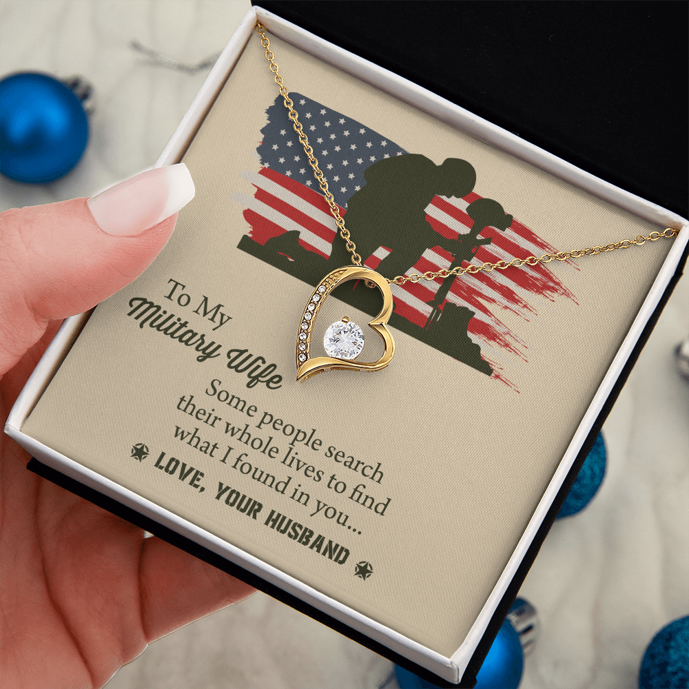 To My Military Wife Forever Love Necklace, Military Wife Gift, Gift from Husband to Wife, Anniversary Gift for Army Wife