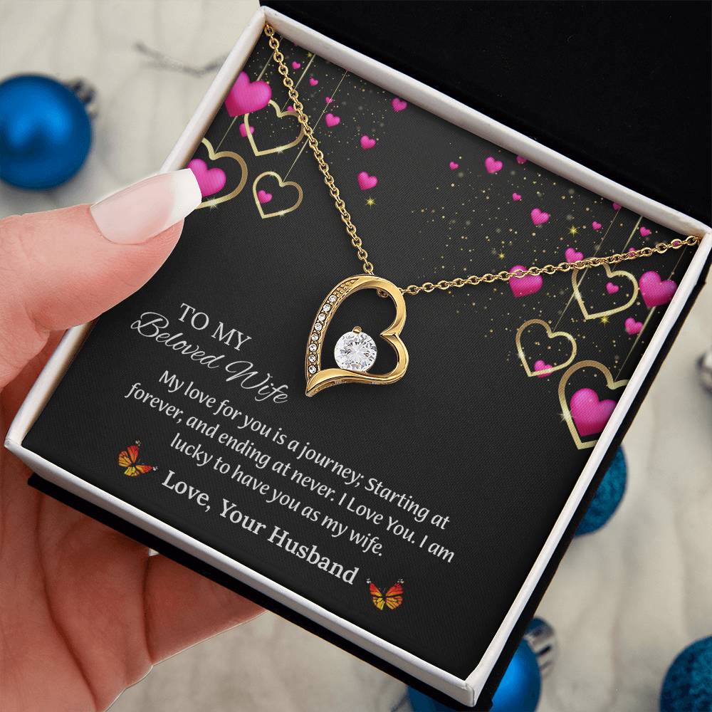 To My Beloved Wife Forever Love Necklace, Anniversary Gift For Wife, Wife Birthday Gift, Necklace For Wife