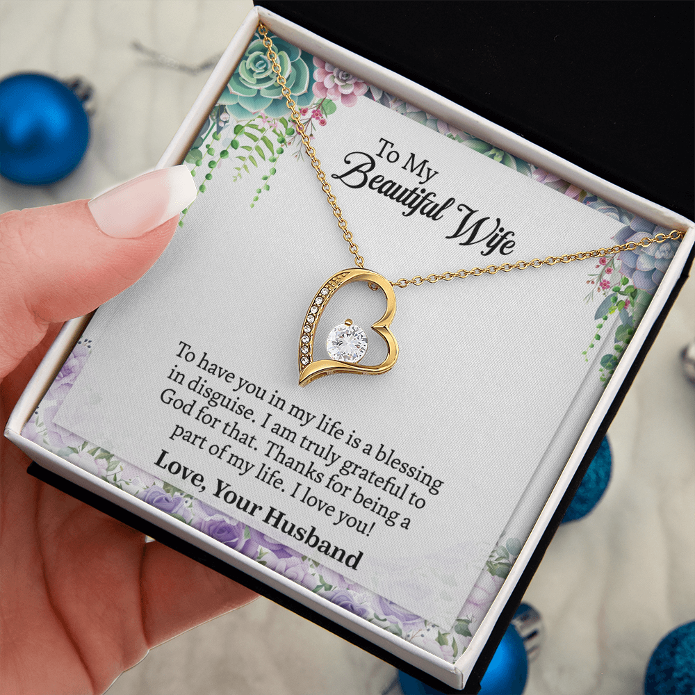 Heart To My Wife Necklace, Anniversary Gift For Wife, Wife Birthday Gift, Necklace For Wife, Wife Sentimental Gift