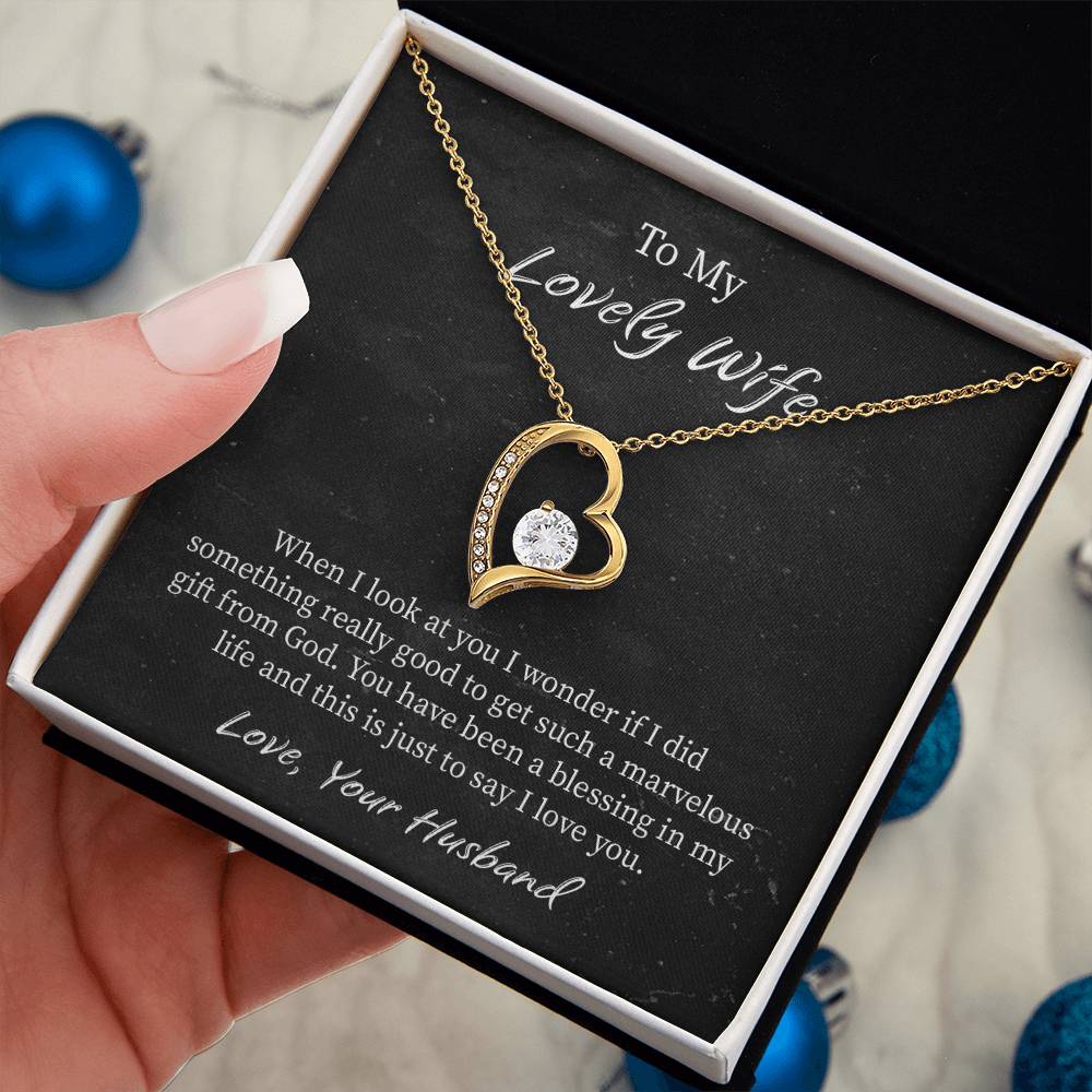 My Lovely Wife Forever Love Necklace, Romantic Anniversary Gift for Wife, Wife Birthday Gift, Necklace for Wife