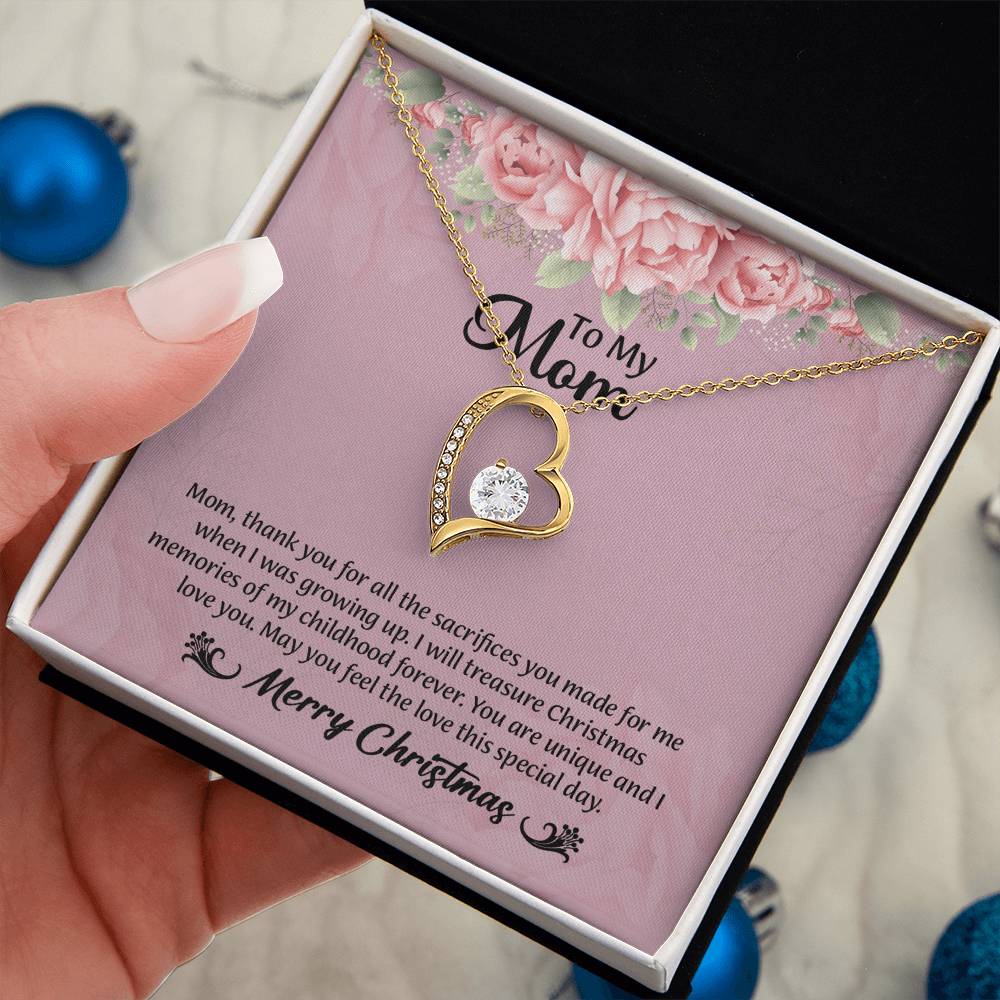 Christmas Gift for Mom, Forever Love Necklace, MOM Christmas Gift, Mom Gift Christmas, Christmas Gift Charm, Message Card