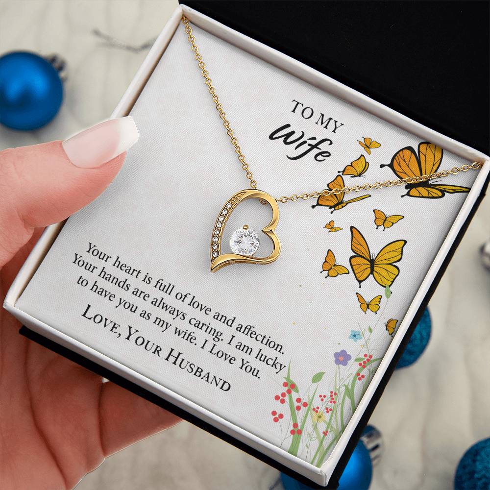 To My Wife Forever Love Necklace, Necklace Gift For Wife, Anniversary Gift For Wife, Wife Birthday Gift