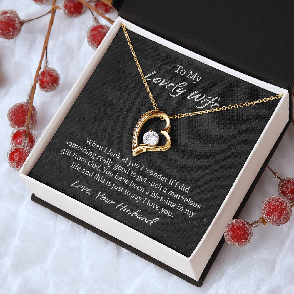 My Lovely Wife Forever Love Necklace, Romantic Anniversary Gift for Wife, Wife Birthday Gift, Necklace for Wife