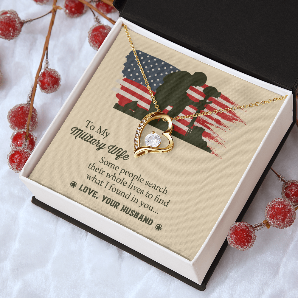 To My Military Wife Forever Love Necklace, Military Wife Gift, Gift from Husband to Wife, Anniversary Gift for Army Wife