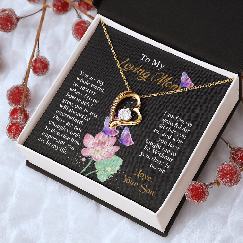 To My Mom Necklace, Mothers Day Necklace To Mom, Mom Birthday Gift from Son, Message Card Jewelry For Mom
