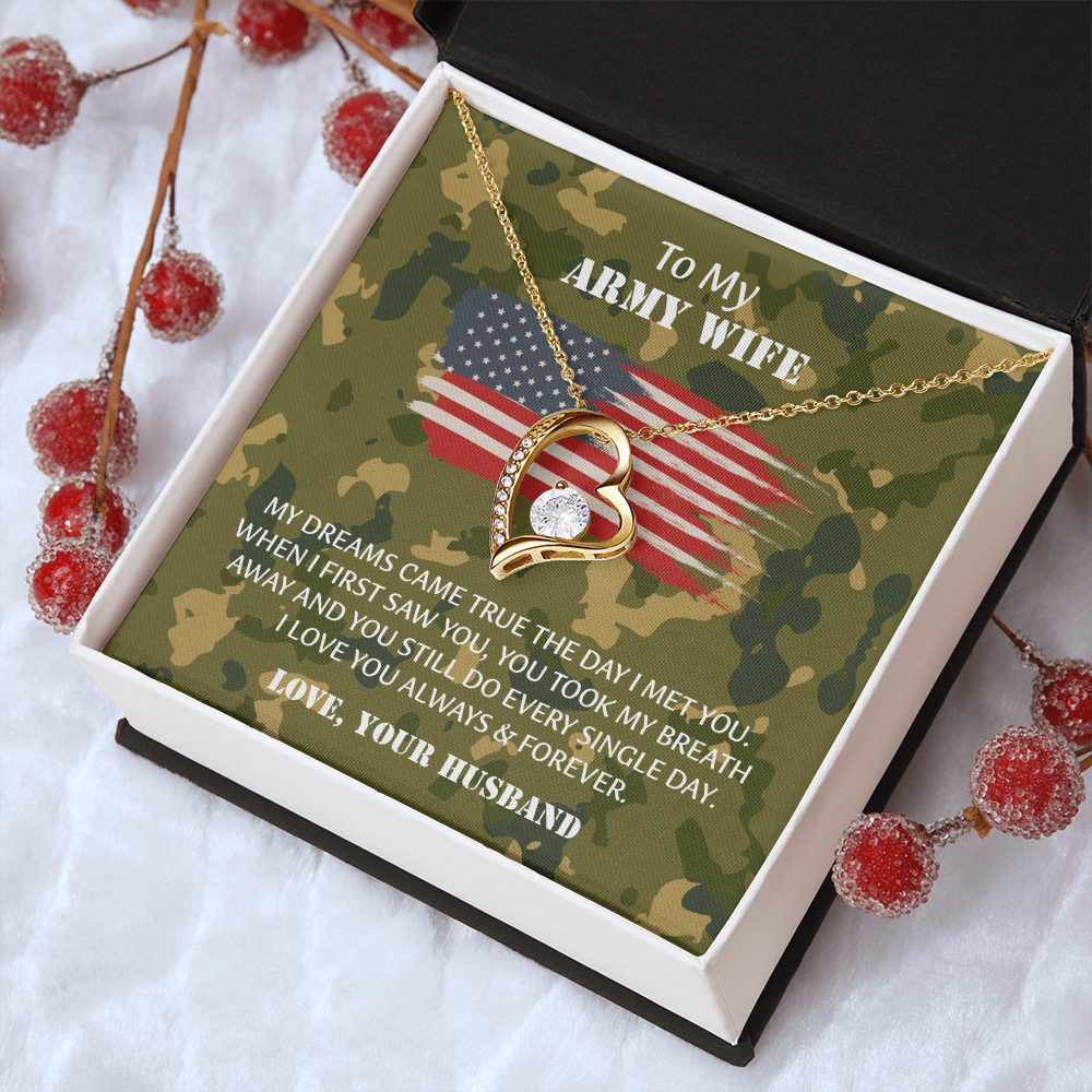 Army Wife Forever Love Necklace, Military Wife Gift, Gift from Husband to Wife, Anniversary Gift for Army Wife