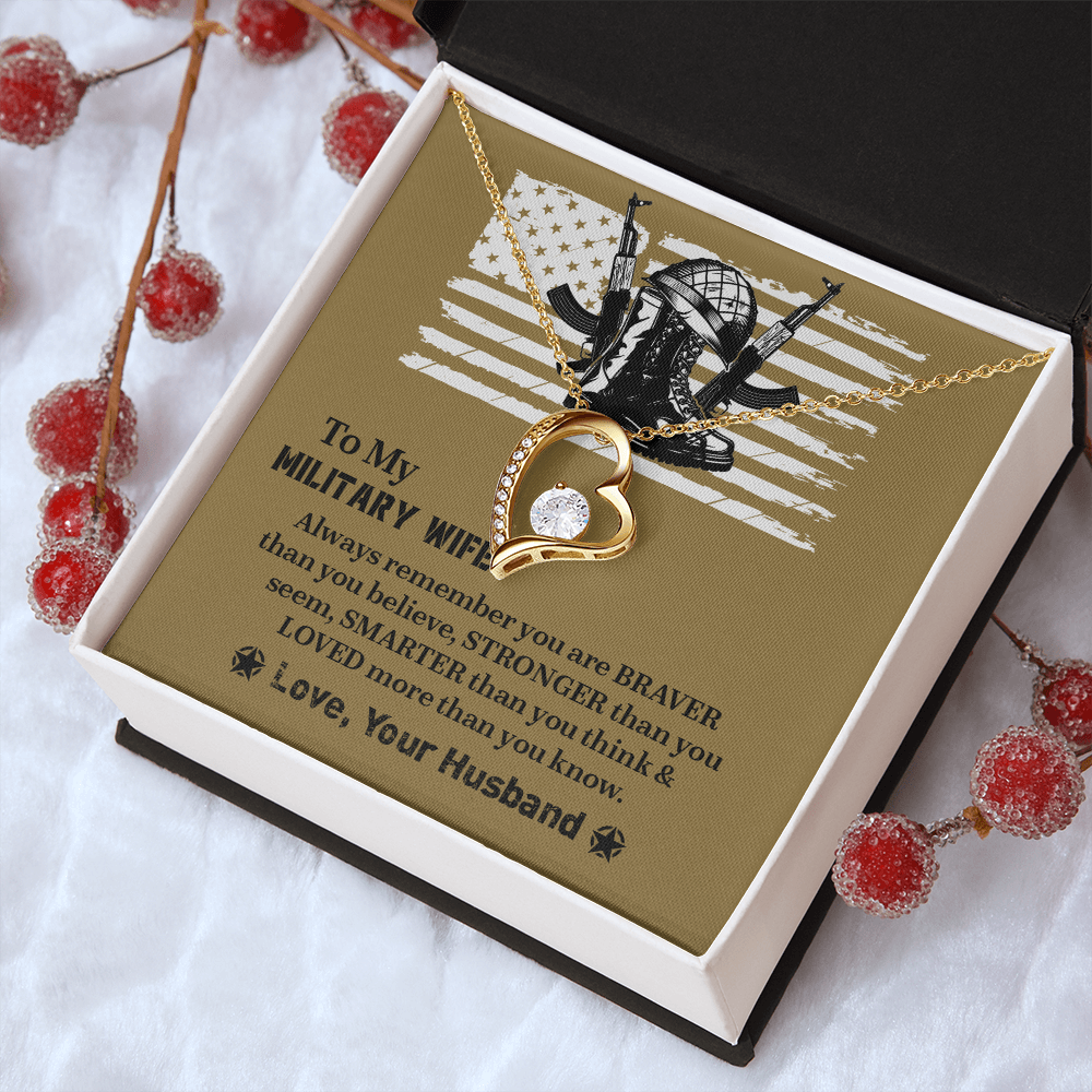 To My Military Wife Forever Love Necklace, Military Wife Gift, Gift from Husband to Wife, Anniversary Gift for Army Wife