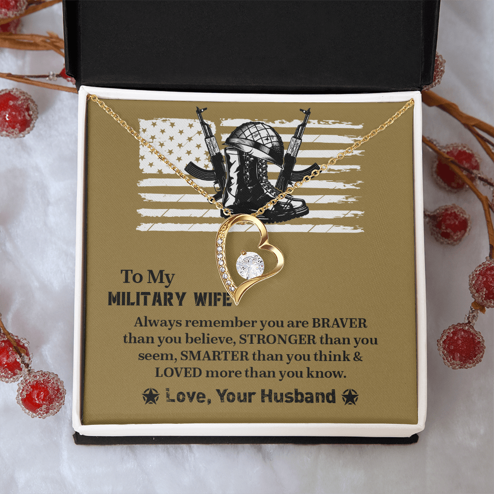 To My Military Wife Forever Love Necklace, Military Wife Gift, Gift from Husband to Wife, Anniversary Gift for Army Wife