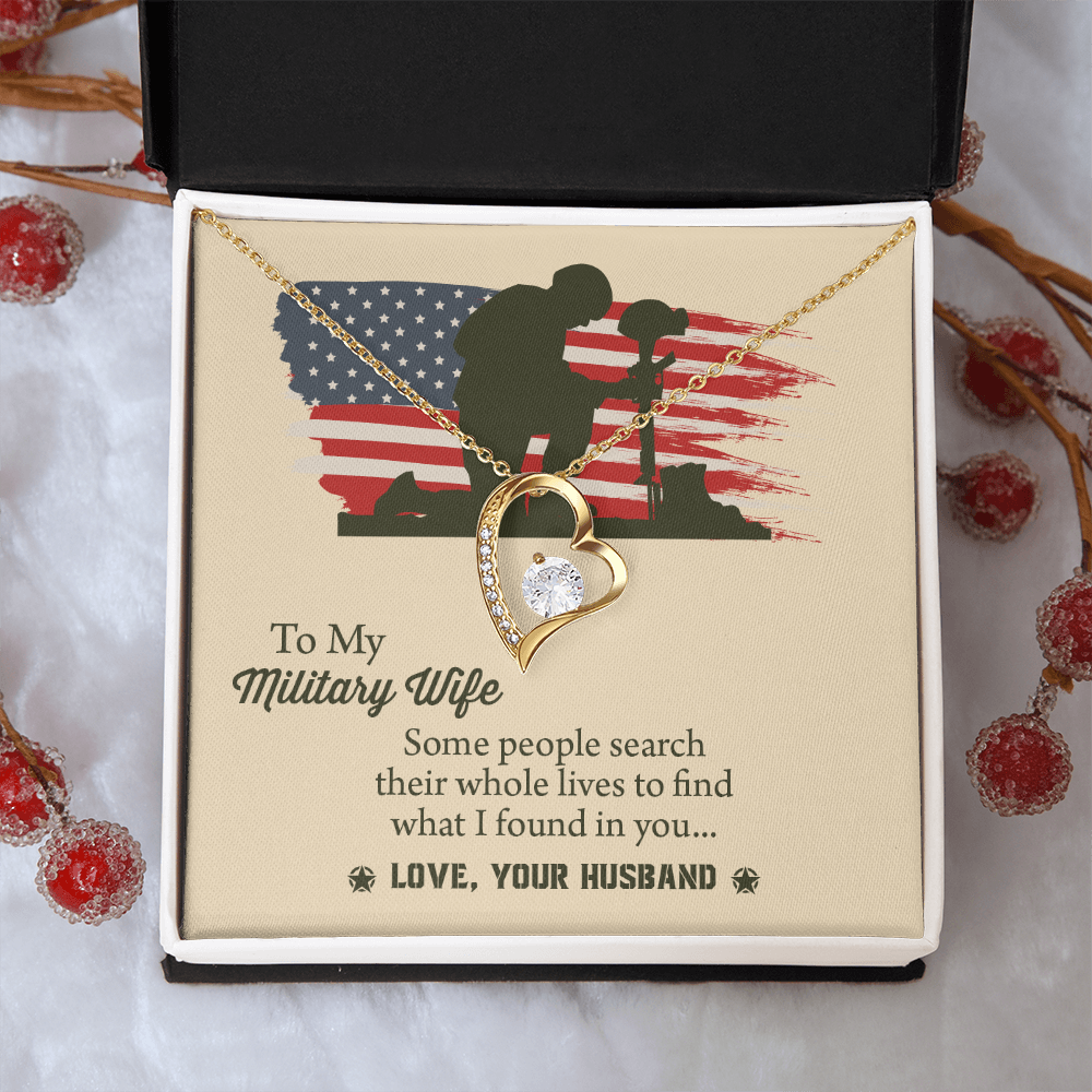 To My Military Wife Forever Love Necklace, Military Wife Gift, Gift from Husband to Wife, Anniversary Gift for Army Wife