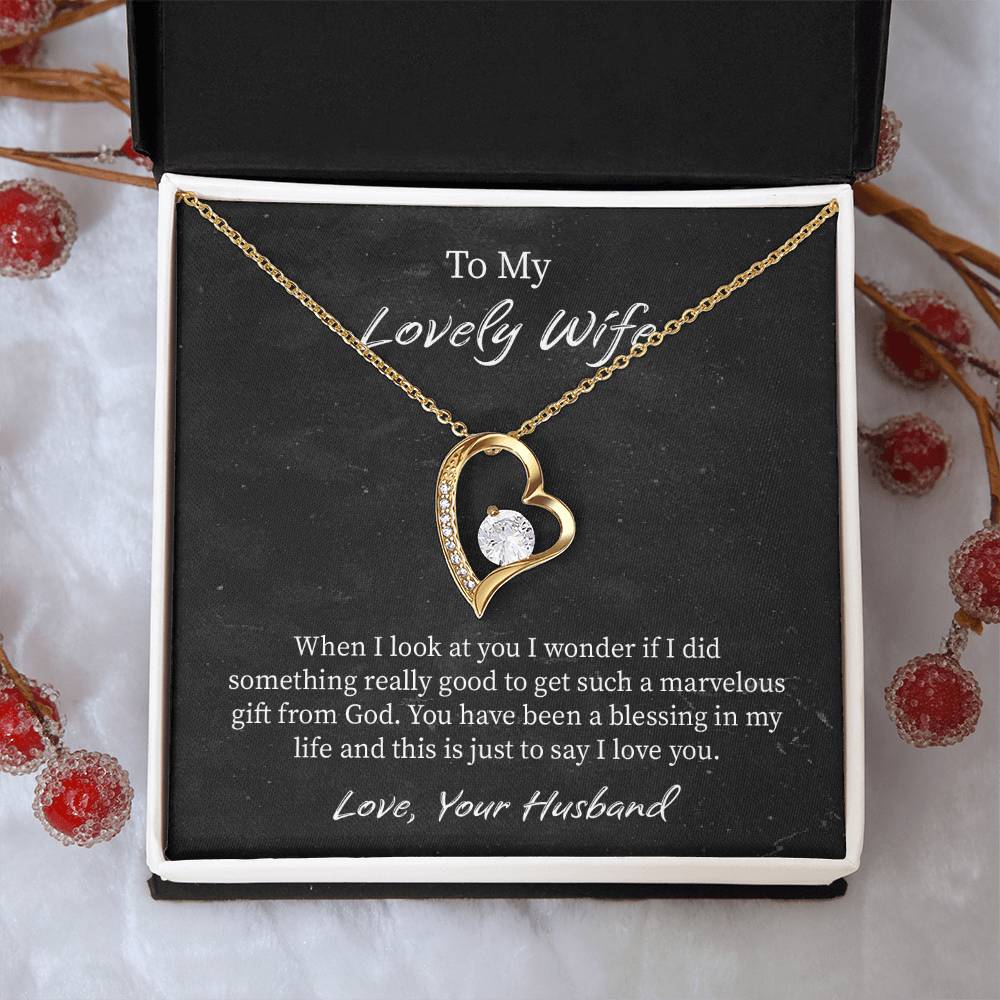 My Lovely Wife Forever Love Necklace, Romantic Anniversary Gift for Wife, Wife Birthday Gift, Necklace for Wife