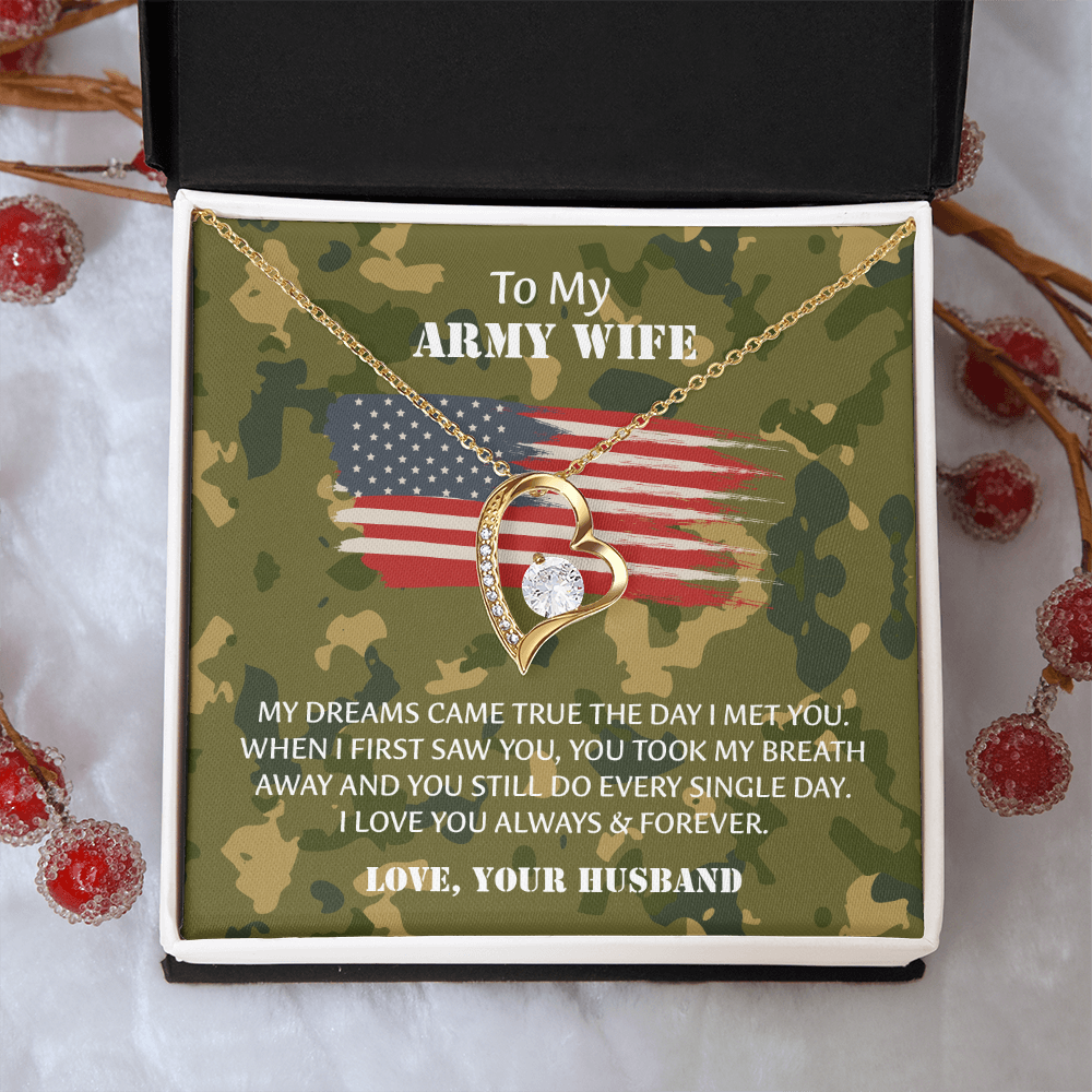 Army Wife Forever Love Necklace, Military Wife Gift, Gift from Husband to Wife, Anniversary Gift for Army Wife