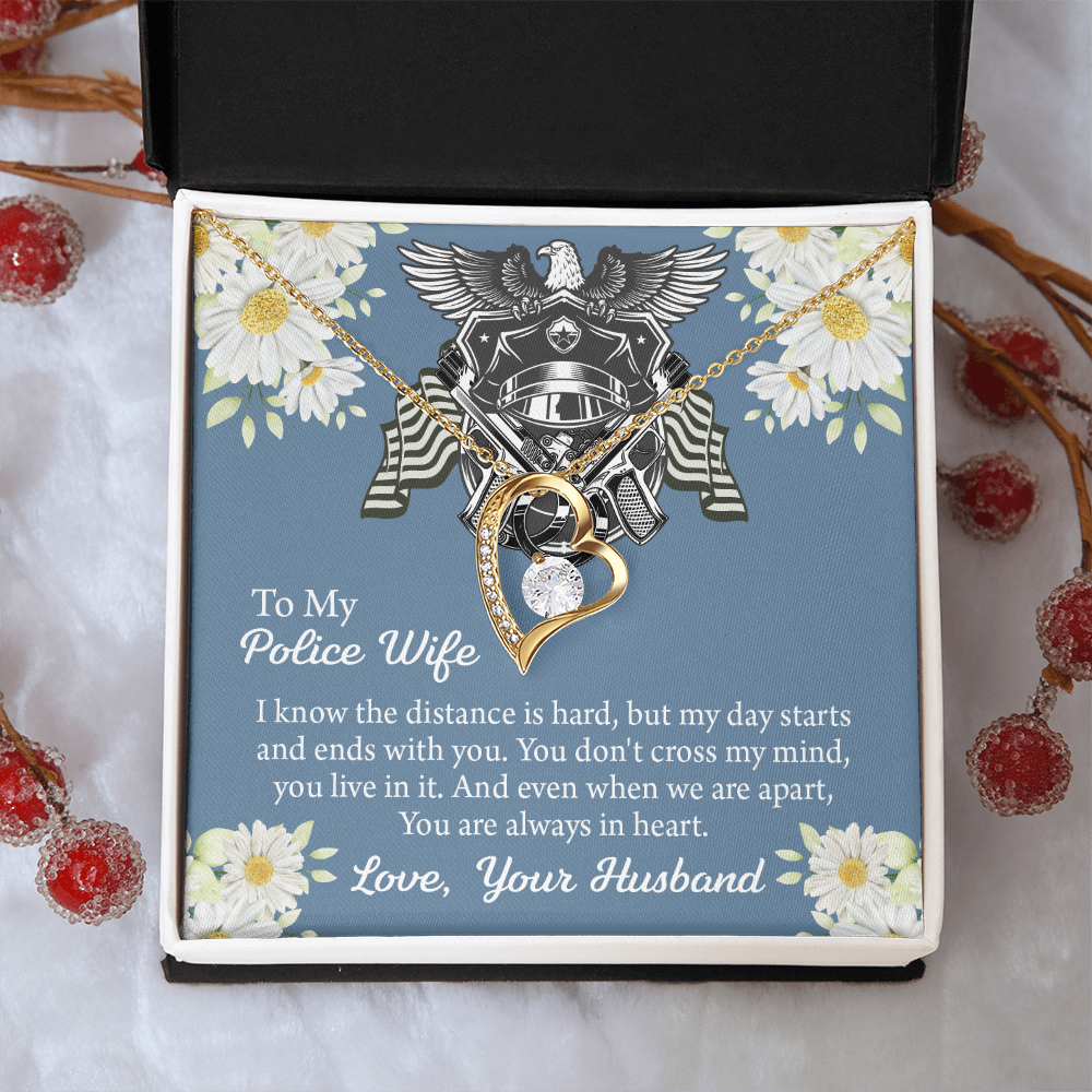 To My Police Wife Forever Love Necklace, Gift for Police Officer Wife, Police Wife Anniversary Present, Husband To Wife Birthday Gifts